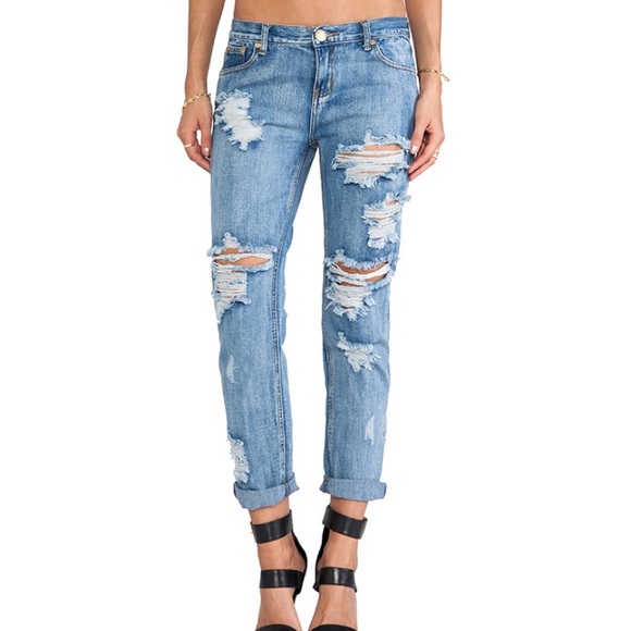 One Teaspoon Distressed Baggy Boyfriend Jeans